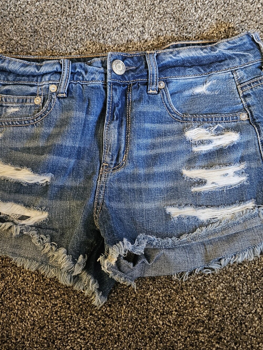 American Eagle Outfitters Blue Distressed Denim Cutoff Shorts